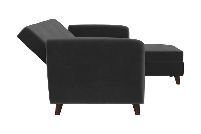 Perry 3-sits Divanbäddsoffa Ställbar Sammet/Grå/Trä - Novogratz - Möbler - Soffa - Bäddsoffa