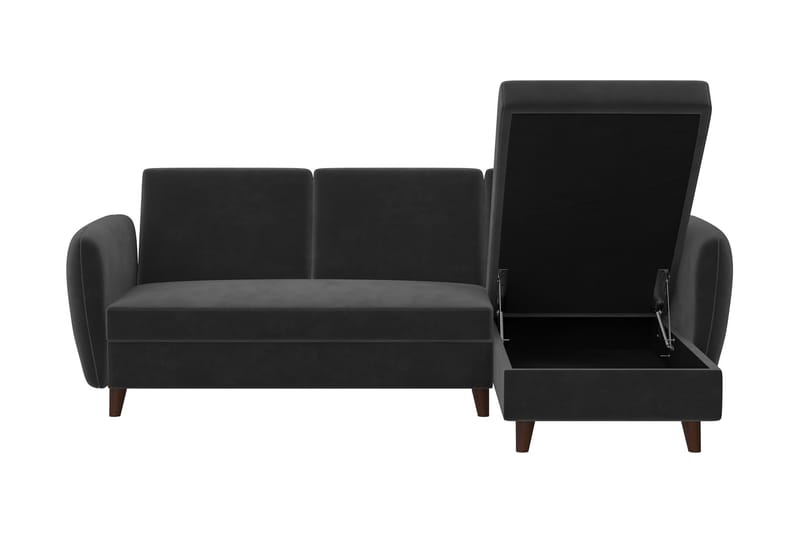 Perry 3-sits Divanbäddsoffa Ställbar Sammet/Grå/Trä - Novogratz - Möbler - Soffa - Bäddsoffa