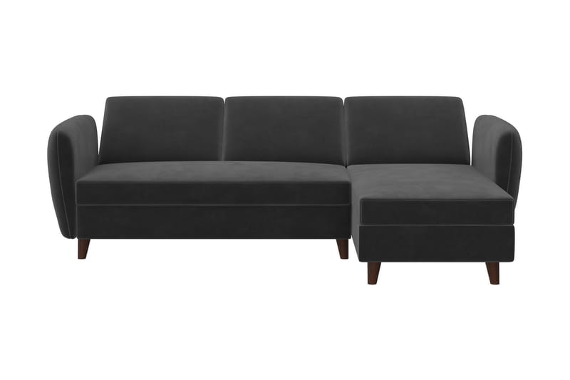 Perry 3-sits Divanbäddsoffa Ställbar Sammet/Grå/Trä - Novogratz - Möbler - Soffa - Bäddsoffa