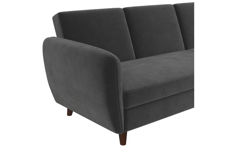 Perry 3-sits Divanbäddsoffa Ställbar Sammet/Grå/Trä - Novogratz - Möbler - Soffa - Bäddsoffa