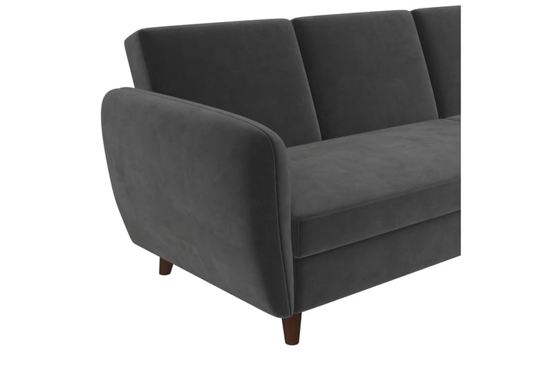 Perry 3-sits Divanbäddsoffa Ställbar Sammet/Grå/Trä - Novogratz - Bäddsoffa - Sammetssoffa - Bäddsoffa divan