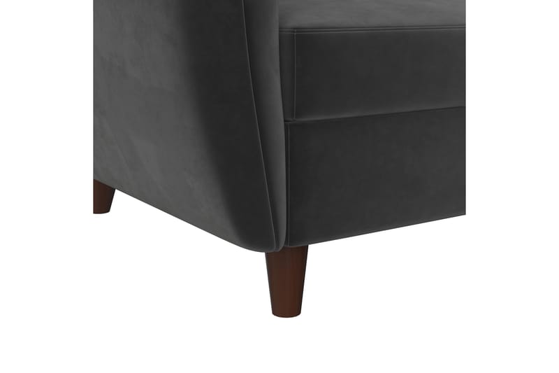 Perry 3-sits Divanbäddsoffa Ställbar Sammet/Grå/Trä - Novogratz - Möbler - Soffa - Bäddsoffa