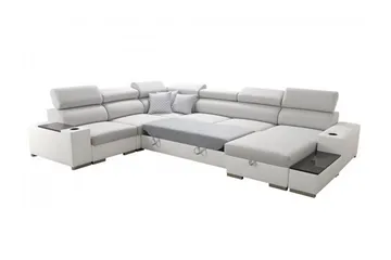 Perseo Divanbäddsoffa 358x282x95 cm LED-belysning - Grå/Vit - Möbler - Soffa - Bäddsoffa
