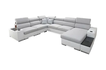 Perseo Divanbäddsoffa 358x282x95 cm LED-belysning - Grå/Vit - Möbler - Soffa - Bäddsoffa