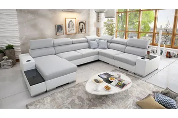 Perseo Divanbäddsoffa 358x282x95 cm LED-belysning - Grå/Vit - Möbler - Soffa - Bäddsoffa
