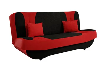 Pinto 3-sits Rektangulär Bäddsoffa i Tyg - Röd|Svart - Möbler - Soffa - Bäddsoffa
