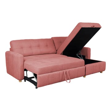 Porsen Vändbar L-formad Hörnbäddsoffa 128x198 cm med Förvaring i Tyg - Rosa - Möbler - Soffa - Bäddsoffa