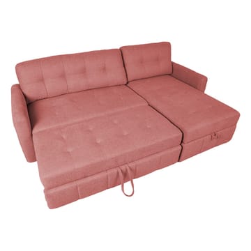 Porsen Vändbar L-formad Hörnbäddsoffa 128x198 cm med Förvaring i Tyg - Rosa - Möbler - Soffa - Bäddsoffa
