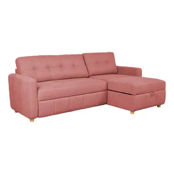 Porsen Vändbar L-formad Hörnbäddsoffa 128x198 cm med Förvaring i Tyg - Rosa - Möbler - Soffa - Bäddsoffa