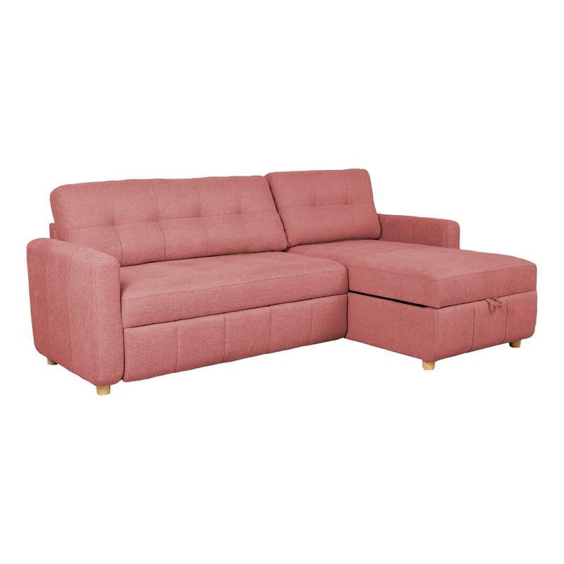 Porsen Vändbar L-formad Hörnbäddsoffa 128x198 cm med Förvaring i Tyg, Rosa