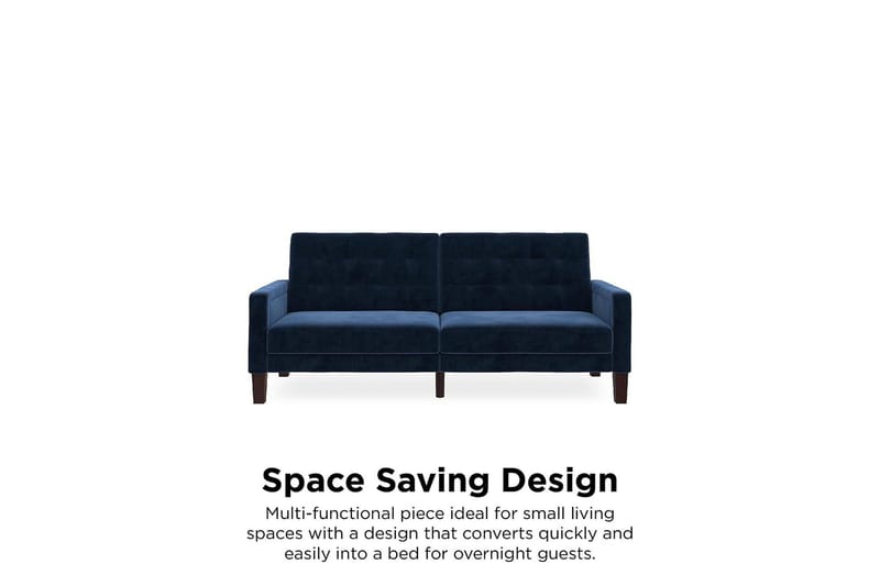 Porter 2-sits Bäddsoffa Sammet/Blå - Dorel Home - Möbler - Soffa - Bäddsoffa - Längsbäddad bäddsoffa