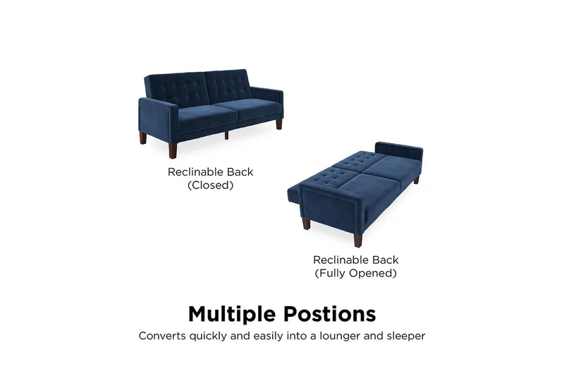 Porter 2-sits Bäddsoffa Sammet/Blå - Dorel Home - Möbler - Soffa - Bäddsoffa - Längsbäddad bäddsoffa