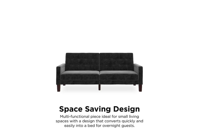 Porter 2-sits Bäddsoffa Sammet/Grå - Dorel Home - Möbler - Soffa - Bäddsoffa - Bäddsoffa 2 sits