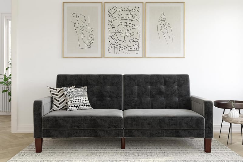 Porter 2-sits Bäddsoffa Sammet/Grå - Dorel Home - Möbler - Soffa - Bäddsoffa - Bäddsoffa 2 sits