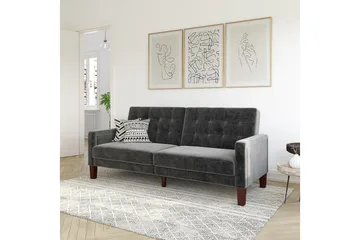 Porter 2-sits Bäddsoffa Sammet/Grå - Dorel Home - Möbler - Soffa - Bäddsoffa - Bäddsoffa 2 sits