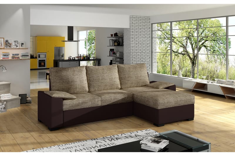 Portomouro Bäddsoffa med Divan - Beige/Brun - Bäddsoffa - Bäddsoffa divan