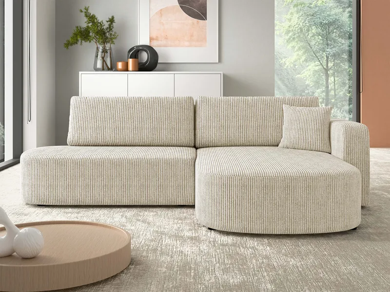 Pryda 4-sits Bäddsoffa divan höger med förvaring - beige - Möbler - Soffa - Bäddsoffa