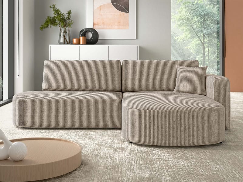 Pryda 4-sits Bäddsoffa divan höger med förvaring - beige - Möbler - Soffa - Bäddsoffa
