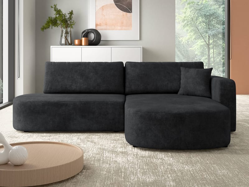 Pryda 4-sits Bäddsoffa divan höger med förvaring - svart - Möbler - Soffa - Bäddsoffa