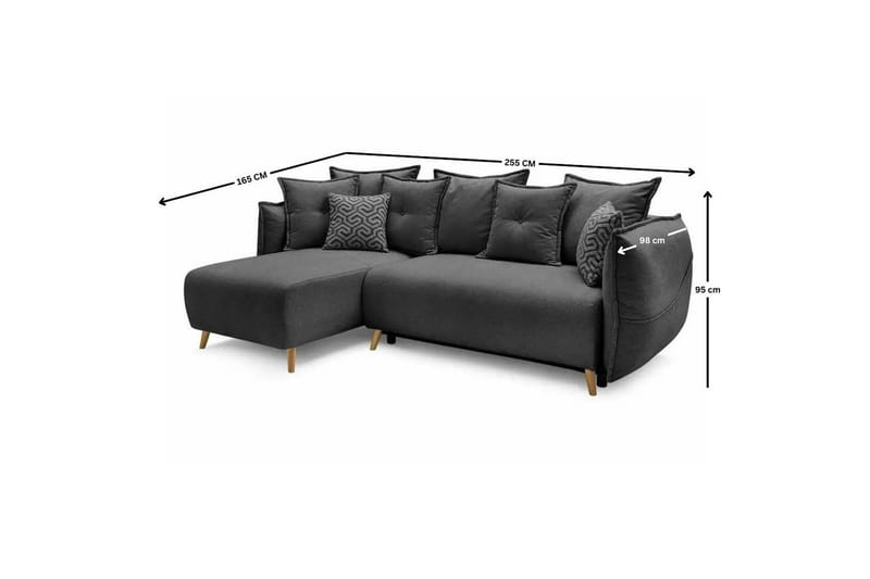 Puffin Bäddsoffa med Divan 3-sits - Antracit - Möbler - Soffa - Bäddsoffa