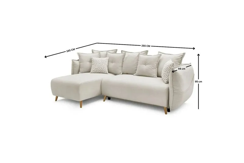 Puffin Bäddsoffa med Divan 3-sits - Krämvit - Möbler - Soffa - Bäddsoffa