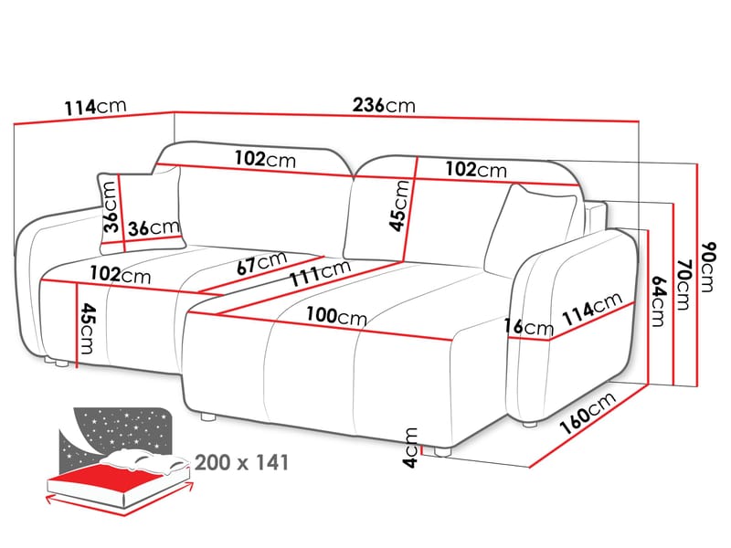 Quarlos 3-sits Bäddsoffa med Divan Vänster och Förvaring - Beige - Möbler - Soffa - Bäddsoffa