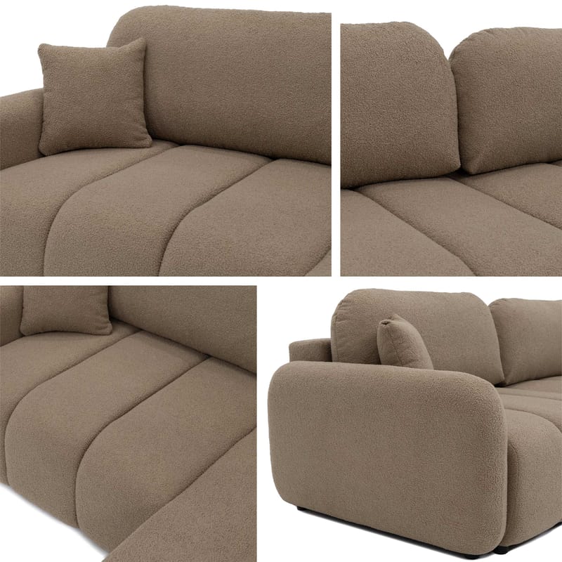 Quarlos 3-sits Bäddsoffa med Divan Vänster och Förvaring - Grå - Möbler - Soffa - Bäddsoffa