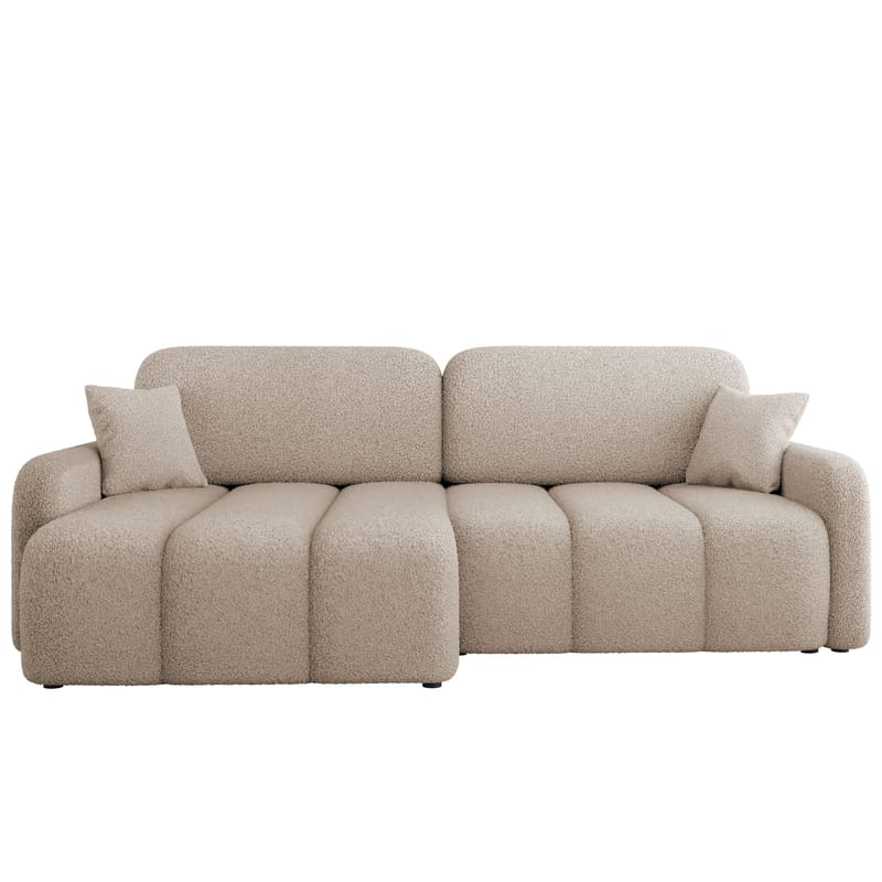 Quarlos 3-sits Bäddsoffa med Divan Vänster och Förvaring, Mörkbeige