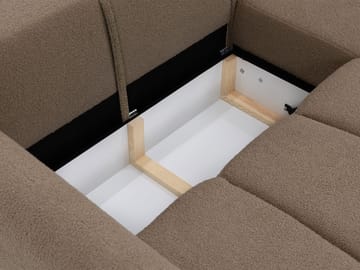 Quarlos 3-sits Bäddsoffa med Divan Vänster och Förvaring - Mörkbeige - Möbler - Soffa - Bäddsoffa