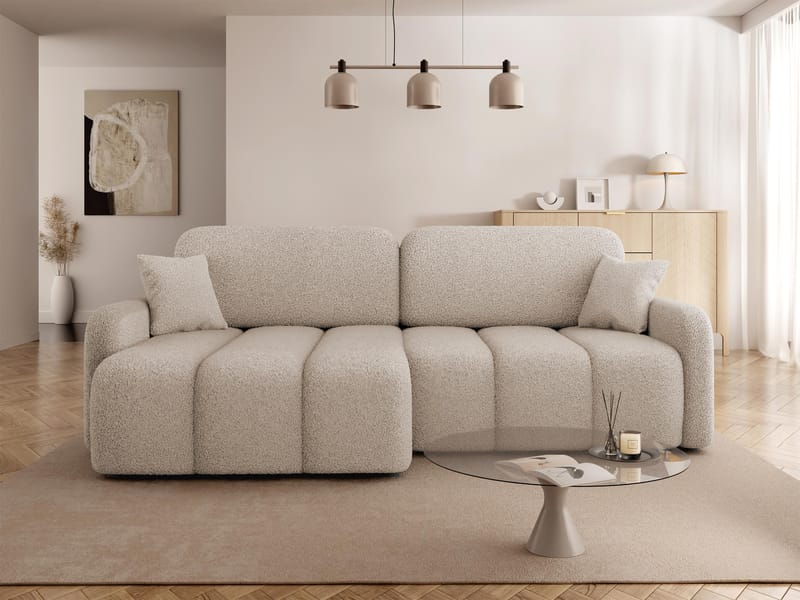 Quarlos 3-sits Bäddsoffa med Divan Vänster och Förvaring - Mörkbeige - Möbler - Soffa - Bäddsoffa