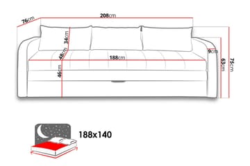 Rafal Bäddsoffa 208x76x75 cm - Brun - Möbler - Soffa - Bäddsoffa