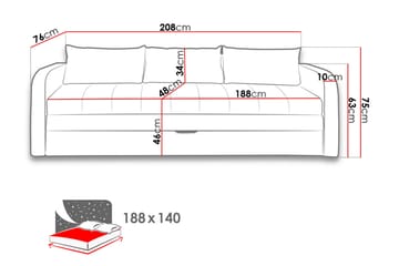 Rafal Bäddsoffa 208x76x75 cm - Svart - Möbler - Soffa - Bäddsoffa