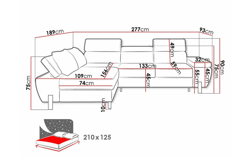 Rathkeale 4-sits Hörnbäddsoffa Dark blue - Möbler - Soffa - Bäddsoffa