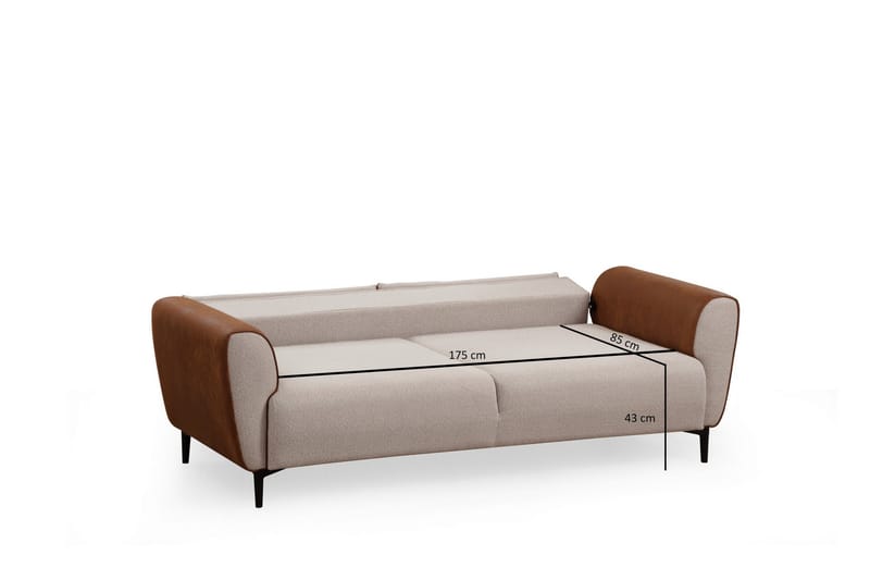 Rebelo 3-sits Bäddsoffa - Beige - Bäddsoffa