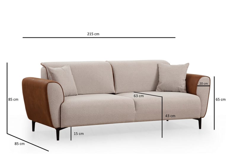 Rebelo 3-sits Bäddsoffa - Beige - Möbler - Soffa - Bäddsoffa