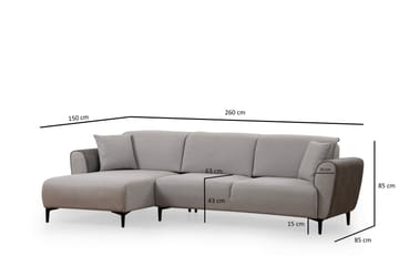 Rebelo 3-sits Vänstervänd L-formad Längsbäddad Bäddsoffa 85x220 cm i Bouclé - Grå - Möbler - Soffa - Bäddsoffa