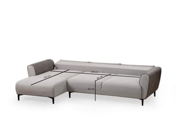 Rebelo 3-sits Vänstervänd L-formad Längsbäddad Bäddsoffa 85x220 cm i Bouclé - Grå - Möbler - Soffa - Bäddsoffa