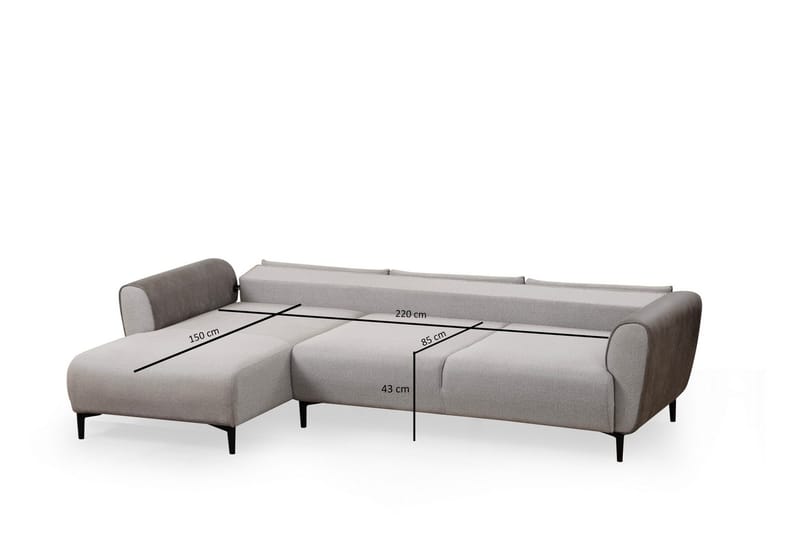 Rebelo 3-sits Vänstervänd L-formad Längsbäddad Bäddsoffa 85x220 cm i Bouclé - Grå - Möbler - Soffa - Bäddsoffa