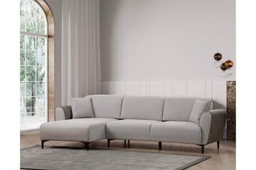 Rebelo 3-sits Vänstervänd L-formad Längsbäddad Bäddsoffa 85x220 cm i Bouclé - Grå - Möbler - Soffa - Bäddsoffa