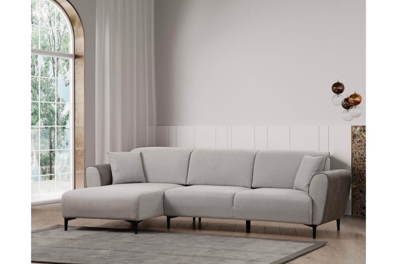 Rebelo 3-sits Vänstervänd L-formad Längsbäddad Bäddsoffa 85x220 cm i Bouclé - Grå - Möbler - Soffa - Bäddsoffa