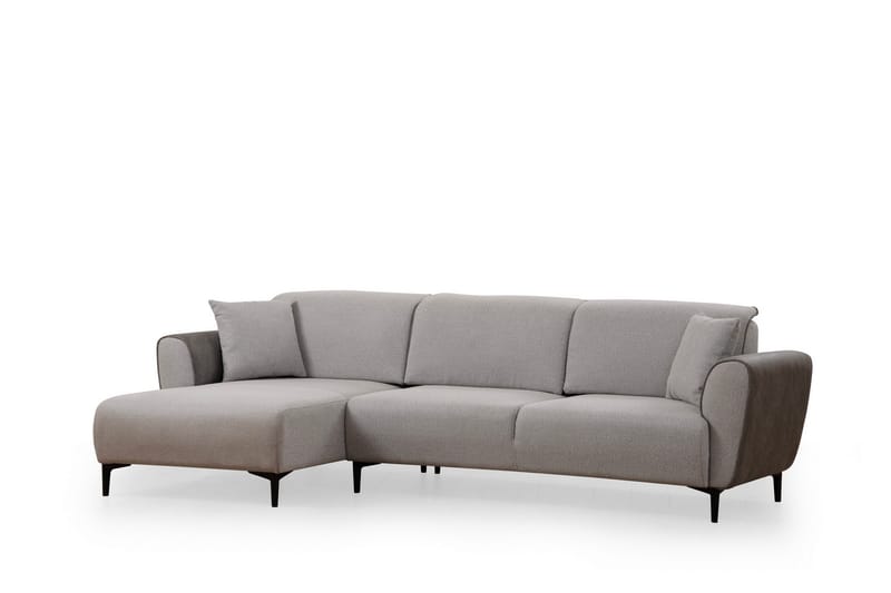 Rebelo 3-sits Vänstervänd L-formad Längsbäddad Bäddsoffa 85x220 cm i Bouclé, Grå