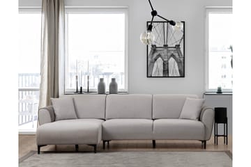 Rebelo 3-sits Vänstervänd L-formad Längsbäddad Bäddsoffa 85x220 cm i Bouclé - Grå - Möbler - Soffa - Bäddsoffa
