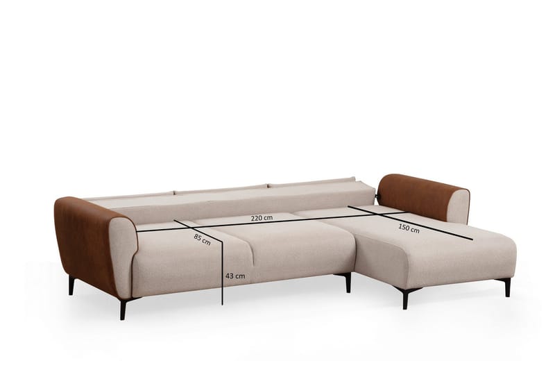 Rebelo Bäddsoffa med divan - Beige - Möbler - Soffa - Bäddsoffa