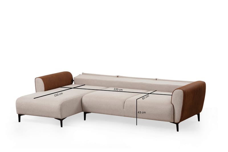 Rebelo Bäddsoffa med divan - Beige - Bäddsoffa - Hörnbäddsoffa