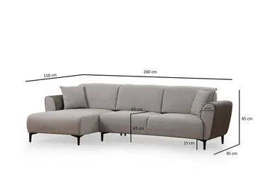 Rebelo Bäddsoffa med divan - Grå - Möbler - Soffa - Bäddsoffa