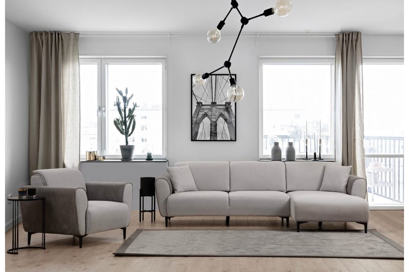 Rebelo Bäddsoffa med divan - Grå - Möbler - Soffa - Bäddsoffa