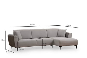 Rebelo Bäddsoffa med divan - Grå - Möbler - Soffa - Bäddsoffa