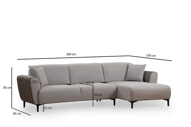 Rebelo Bäddsoffa med divan - Grå - Möbler - Soffa - Bäddsoffa