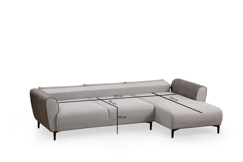 Rebelo Bäddsoffa med divan - Grå - Möbler - Soffa - Bäddsoffa