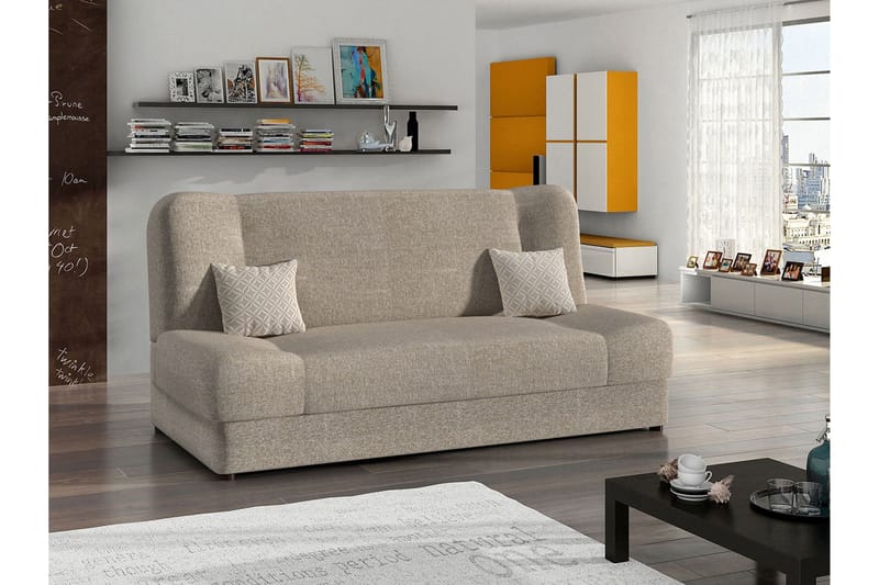 Redes 2-sits Rektangulär Längsbäddad Bäddsoffa 116x195 cm med Förvaring i Tyg - Beige - Möbler - Soffa - Bäddsoffa